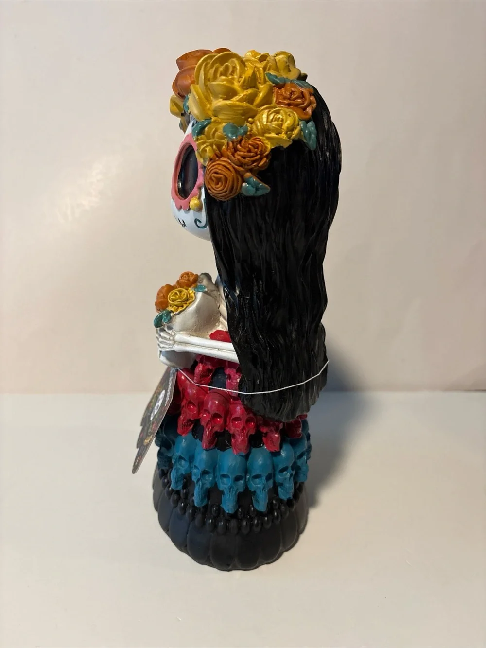 9.5” Colorful Resin Catrina Day Of The Dead By  NWT